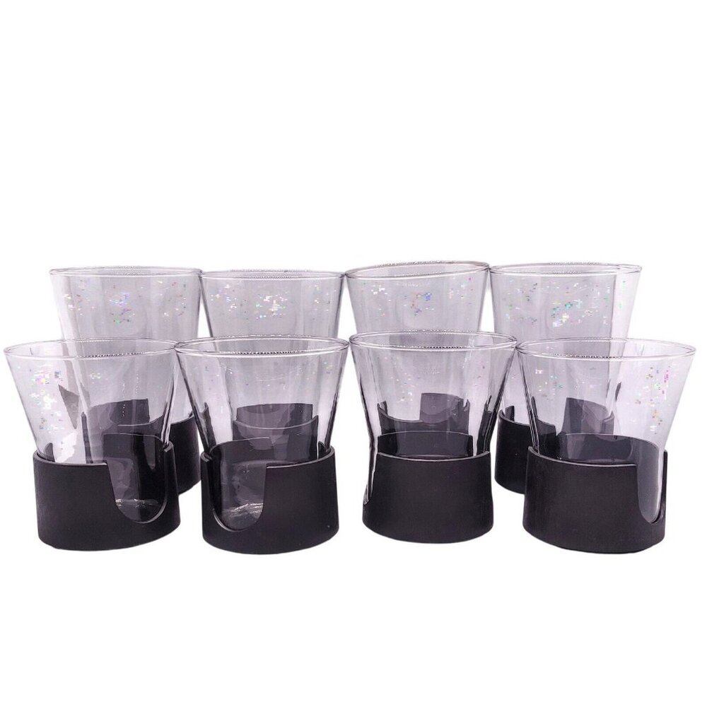 Vintage Glas-Snap II Smoke Grey Glasses 4 12oz & 4 8oz Tumblers By Corning
